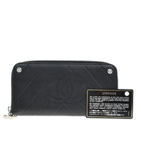 Chanel Cc Charm Zip Around Wallet Quilted Lambskin Black Leather Wallets Accessory (Pre-Loved)