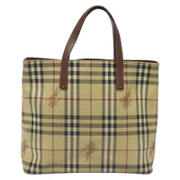 Burberry Top Handle Tote Haymarket Coated Canvas Beige Canvas Tote Bag Bag (Authentic Pre-Loved)
