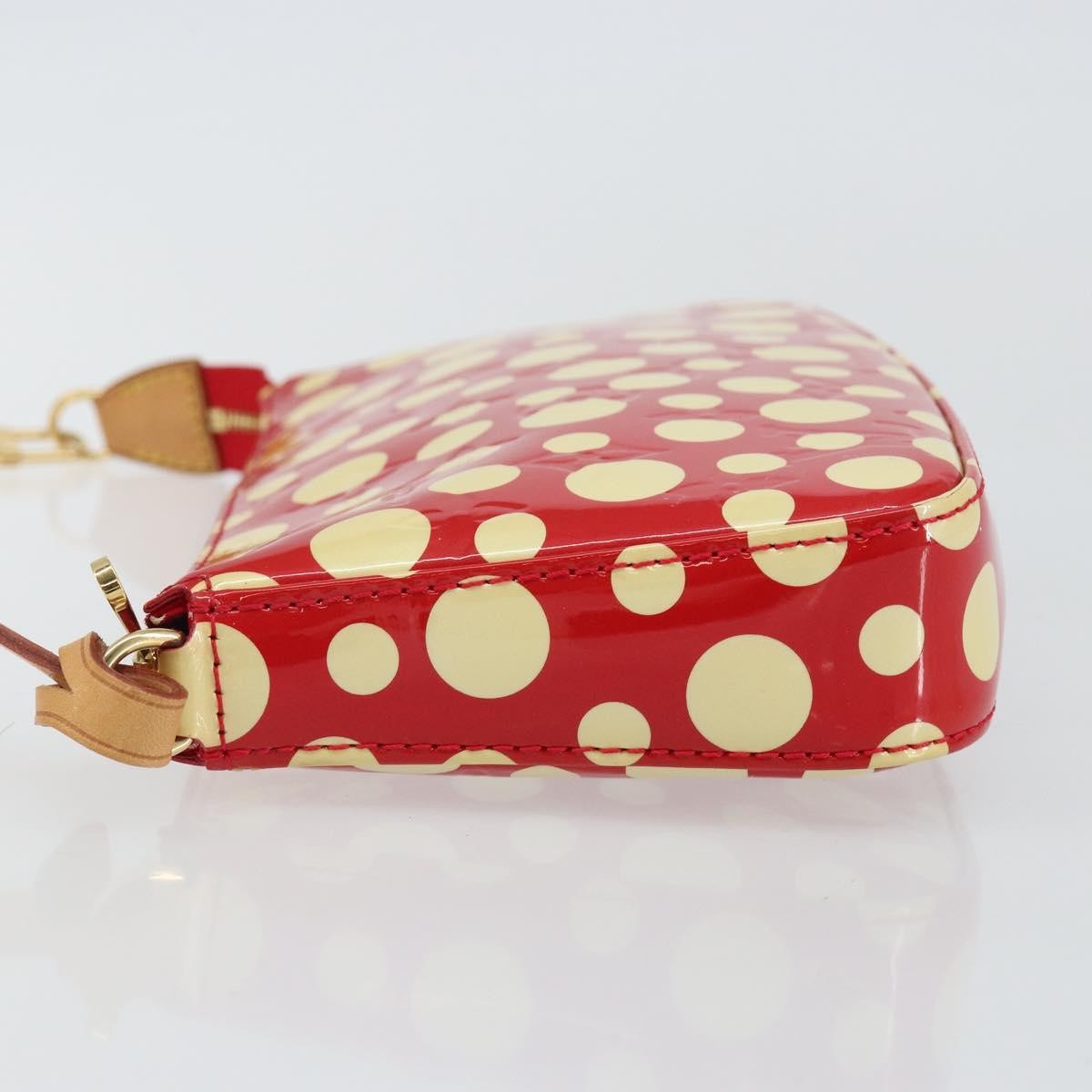 Louis Vuitton Pochette Accessoires Yayoi Kusama Painted Dots Monogram Vernis Red Patent_Leather Clutche & Pouche Bag (Authentic Pre-Loved)