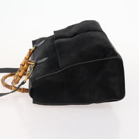 Gucci Bamboo Tote Bag Suede Black Suede Tote Bag Bag (Pre-Loved)