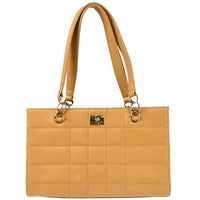 Chanel Vintage Chocolate Bar Open Tote Quilted Caviar Beige Leather Tote Bag Bag (Authentic Pre-Loved)