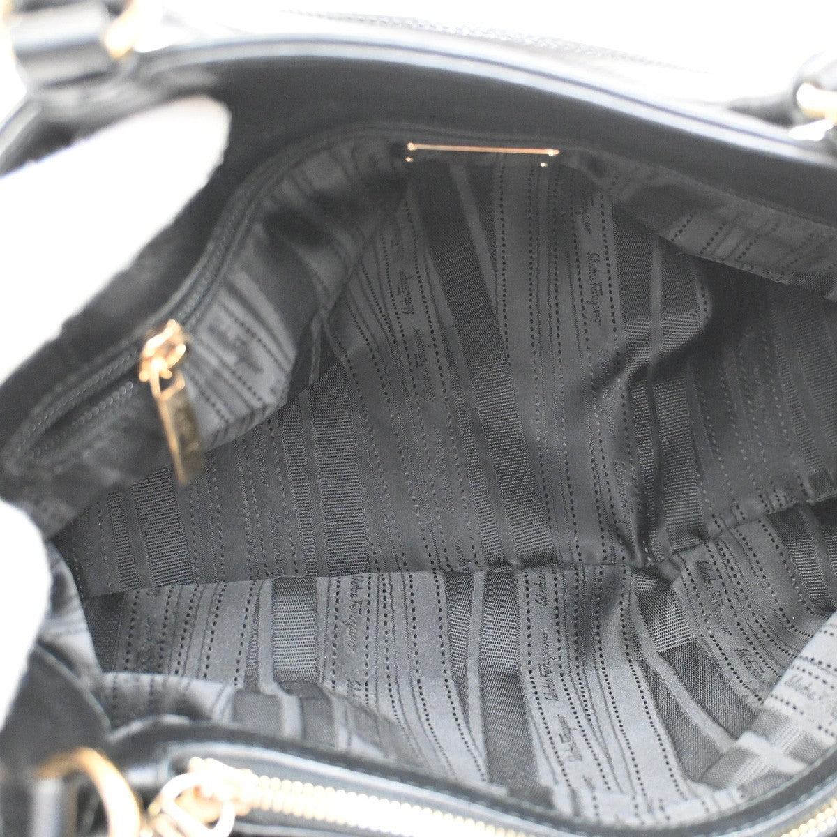 Salvatore Ferragamo Gancini Tote Leather Black Leather Tote Bag Bag (Authentic Pre-Loved)
