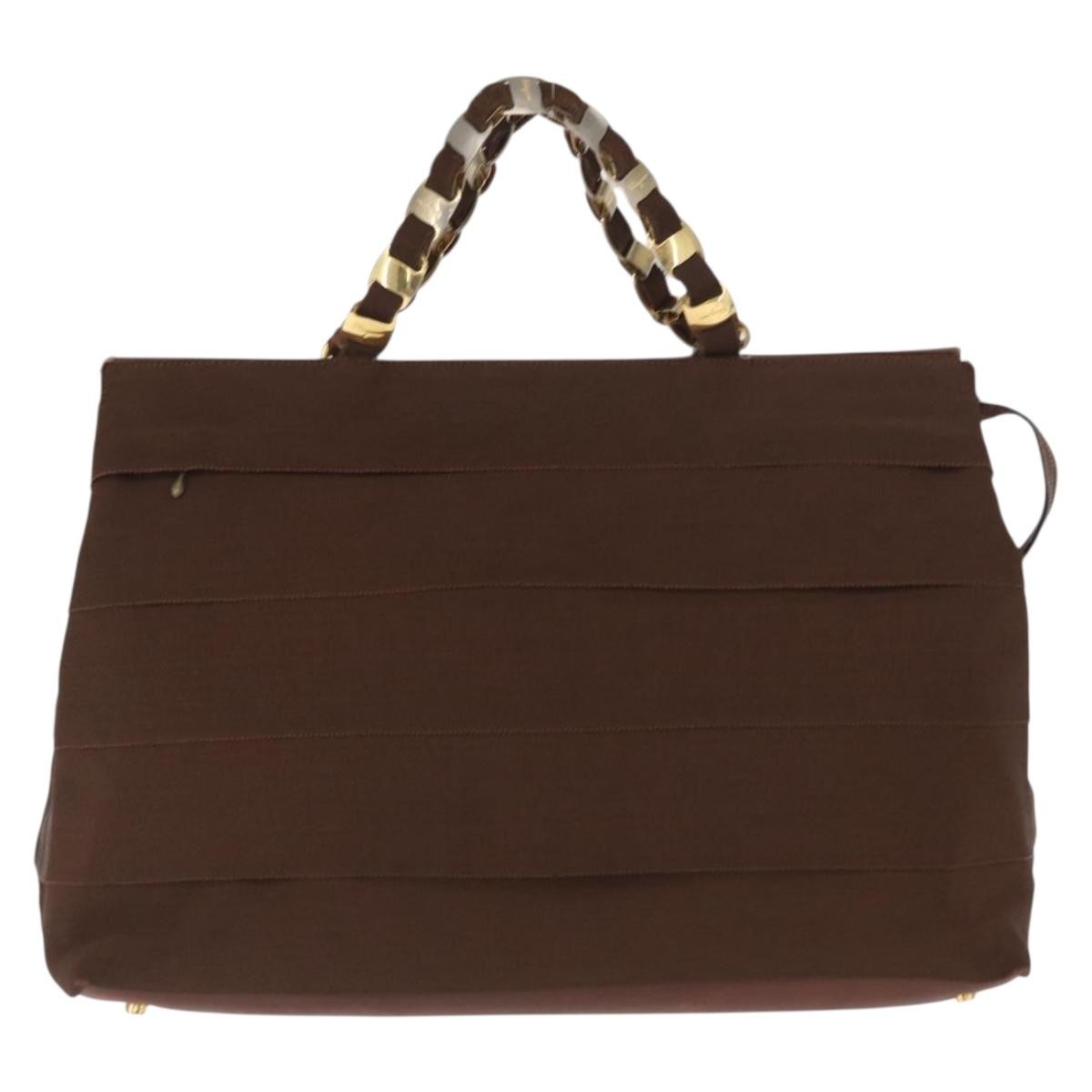Salvatore Ferragamo Vala Tote Canvas Brown Canvas Tote Bag Bag (Authentic Pre-Loved)