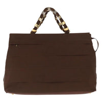 Salvatore Ferragamo Vala Tote Canvas Brown Canvas Tote Bag Bag (Authentic Pre-Loved)