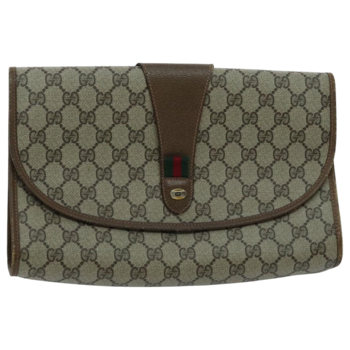 Gucci Sherry Line Pouch Canvas Beige Canvas Clutche & Pouche Bag (Authentic Pre-Loved)