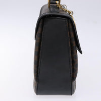 Celine Vintage Convertible Top Handle Bag Macadam Coated Canvas Black Canvas Handbag (Authentic Pre-Loved)