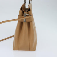Salvatore Ferragamo Gancini Tote Leather Beige Leather Tote Bag Bag (Authentic Pre-Loved)