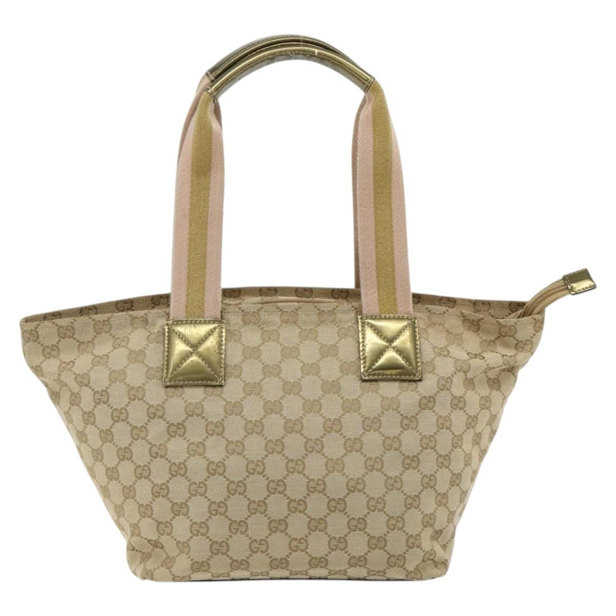 Gucci Web Zip Tote Gg Canvas Beige Canvas Tote Bag Bag (Authentic Pre-Loved)
