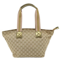 Gucci Web Zip Tote Gg Canvas Beige Canvas Tote Bag Bag (Authentic Pre-Loved)
