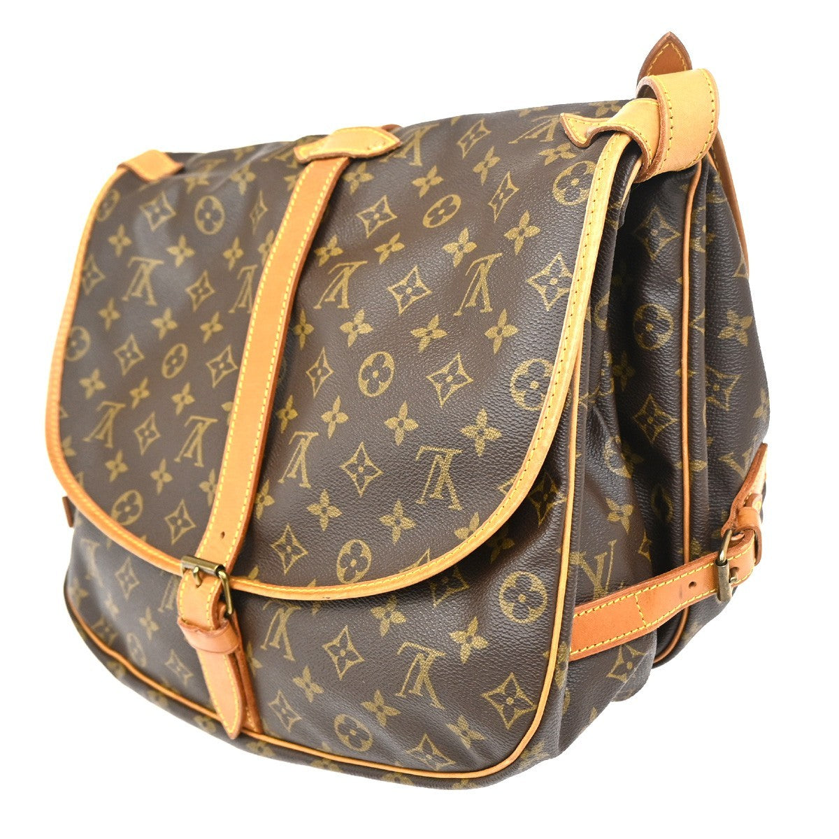 Louis Vuitton Saumur Handbag Monogram Canvas Brown Canvas Shoulder Bag Bag (Authentic Pre-Loved)