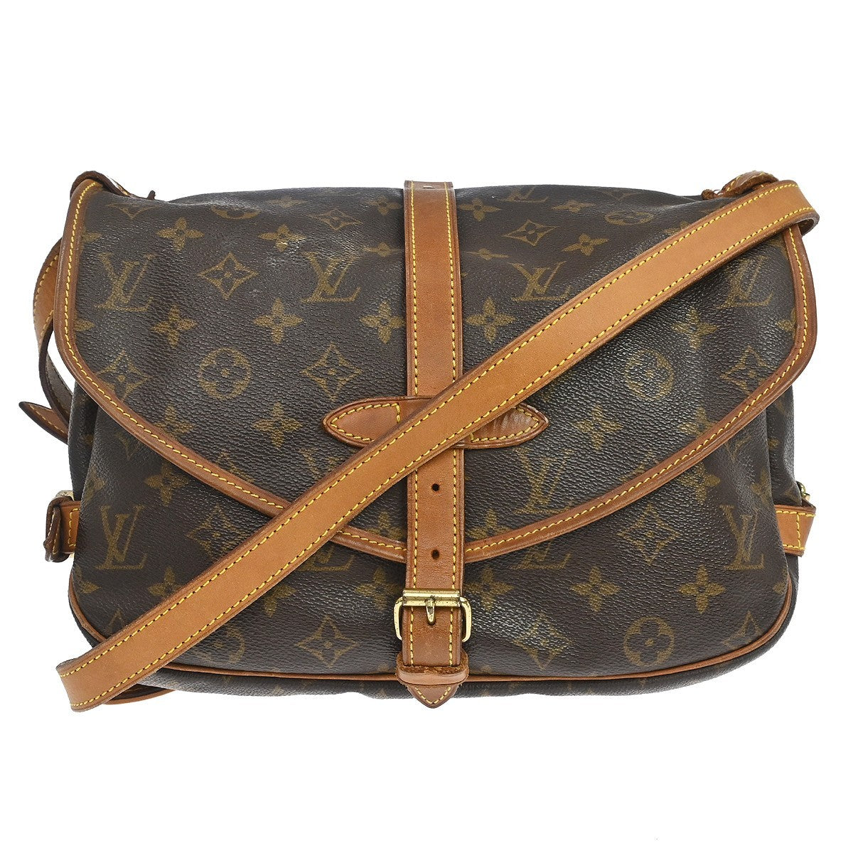 Louis Vuitton Louis Vuitton Saumur Handbag Monogram Canvas Brown Canvas Shoulder Bag Bag (Authentic Pre-Loved)