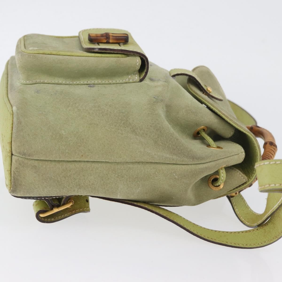 Gucci Gucci Bamboo Backpack Daim Green Suede Backpack Bag (Authentic Pre-Loved)