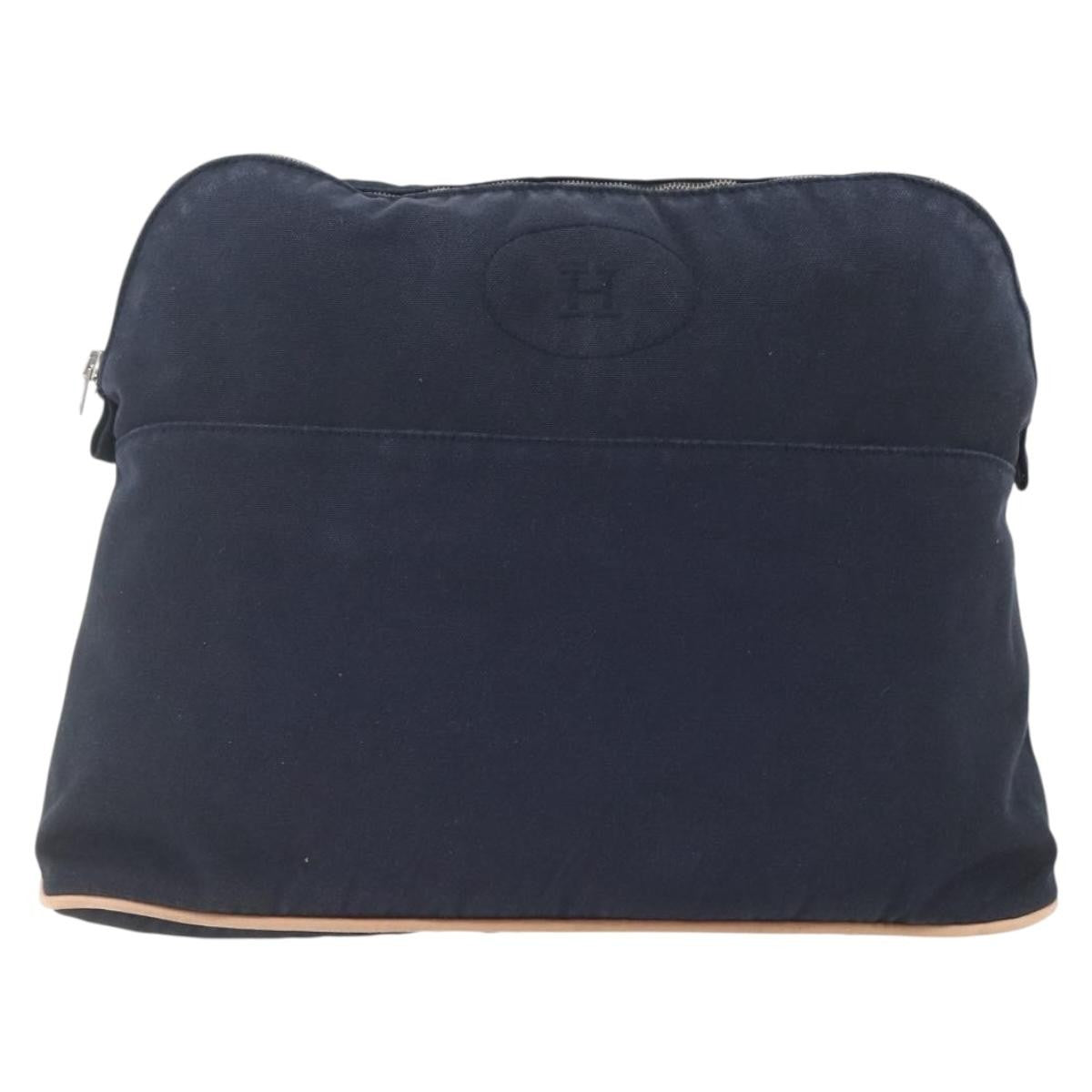 Hermes Bolide Travel Pouch Canvas Navy Canvas Clutche & Pouche Bag (Pre-Loved)