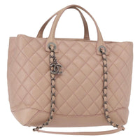 Chanel Easy Shopping Tote Quilted Calfskin Pink Leather Tote Bag Bag (Authentic Pre-Loved)