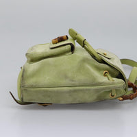 Gucci Gucci Bamboo Backpack Daim Green Suede Backpack Bag (Authentic Pre-Loved)