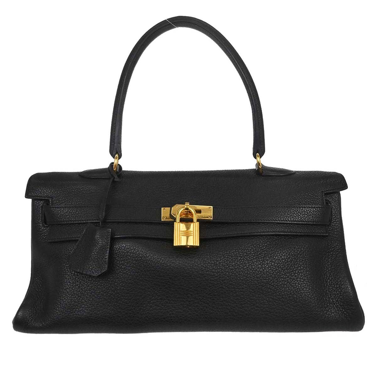 Hermes Shoulder Kelly Bag Togo Black Leather Handbag (Authentic Pre-Loved)