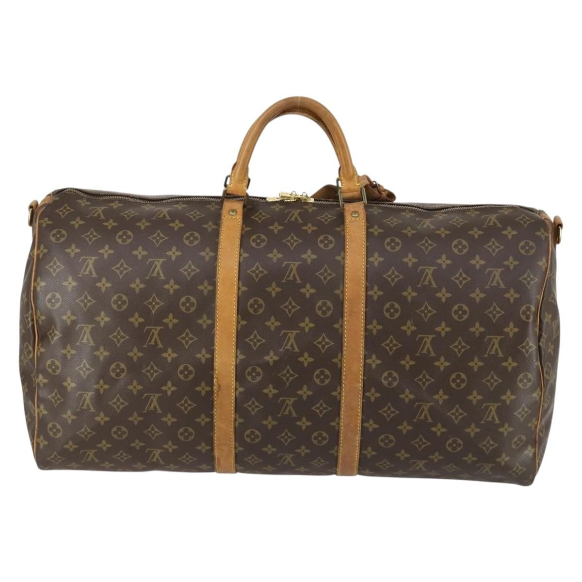 Louis Vuitton Keepall Bandouliere Bag Monogram Canvas Brown Canvas Travel Bag Bag (Authentic Pre-Loved)