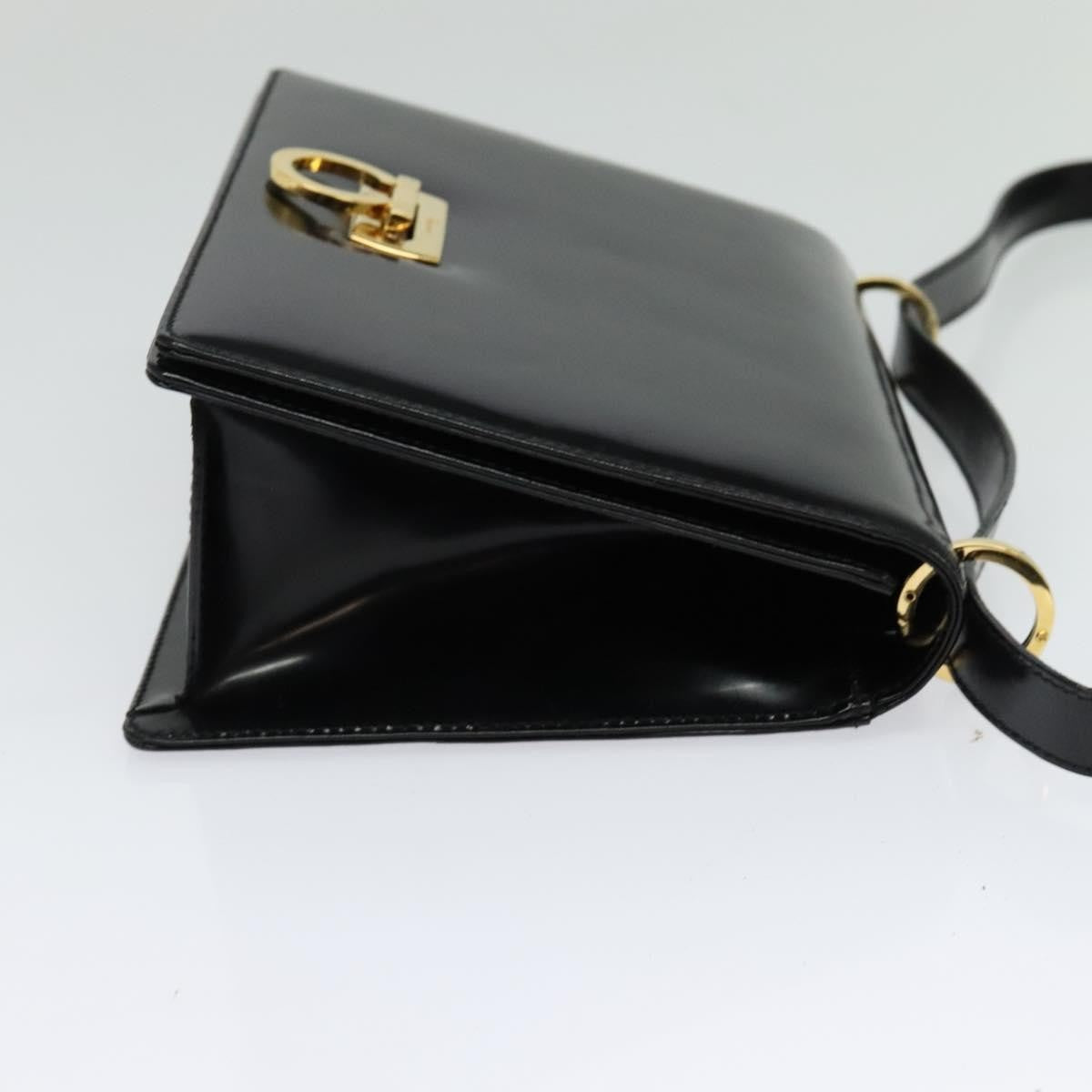Salvatore Ferragamo Gancini Shoulder Bag Patent Leather Black Patent_Leather Shoulder Bag Bag (Pre-Loved)