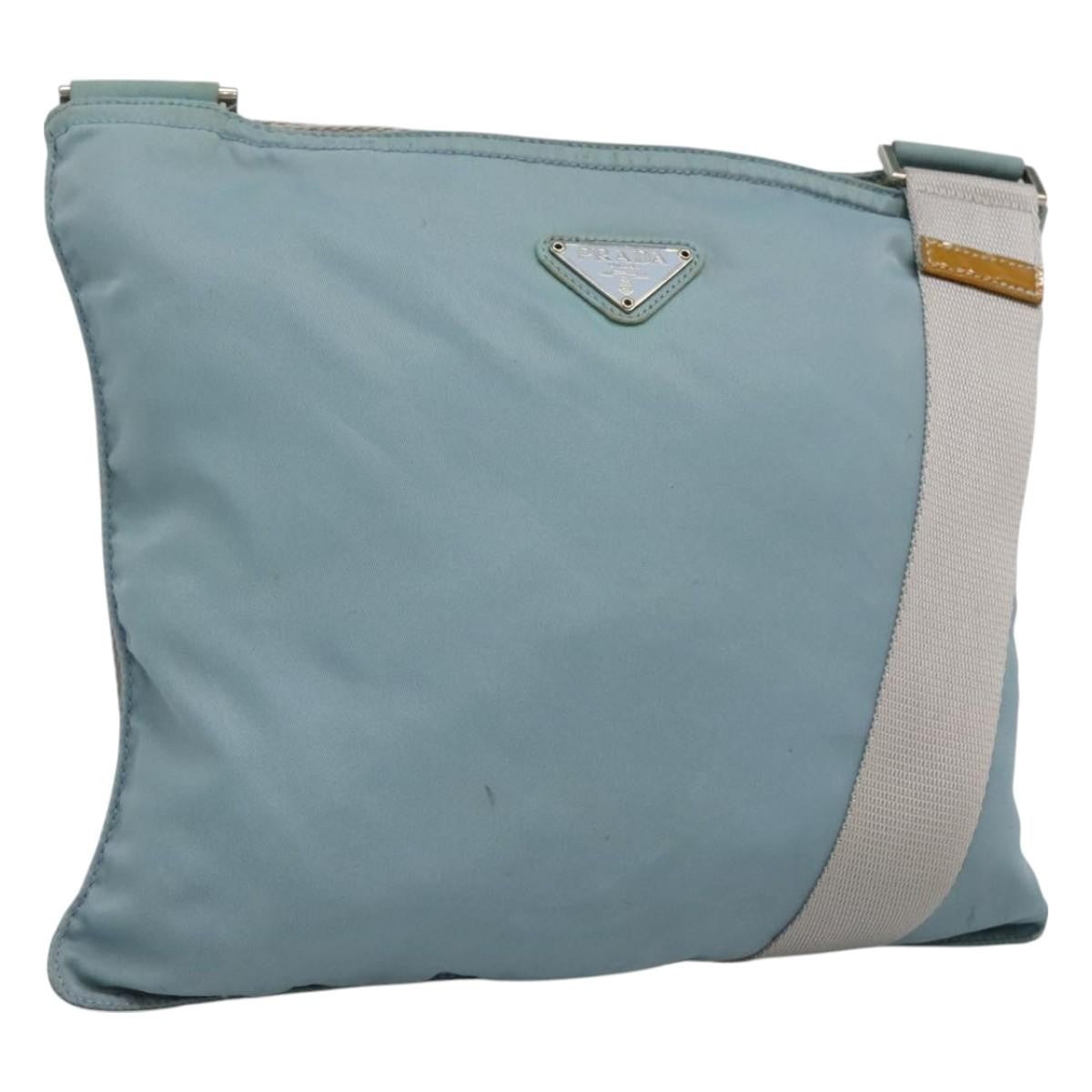 Prada Flat Messenger Bag Tessuto Blue Nylon Shoulder Bag Bag (Authentic Pre-Loved)