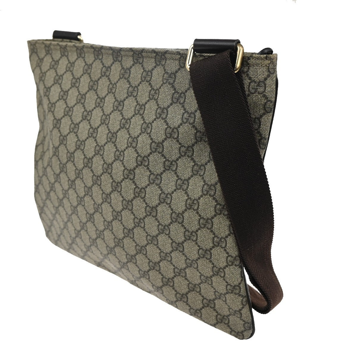 Gucci Zip Top Messenger Bag Gg Coated Canvas Brown Canvas Shoulder Bag Bag (Pre-Loved)