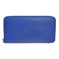 Hermes Azap Zip Around Wallet Silk'in Epsom Blue Leather Wallets Accessory (Authentic Pre-Loved)
