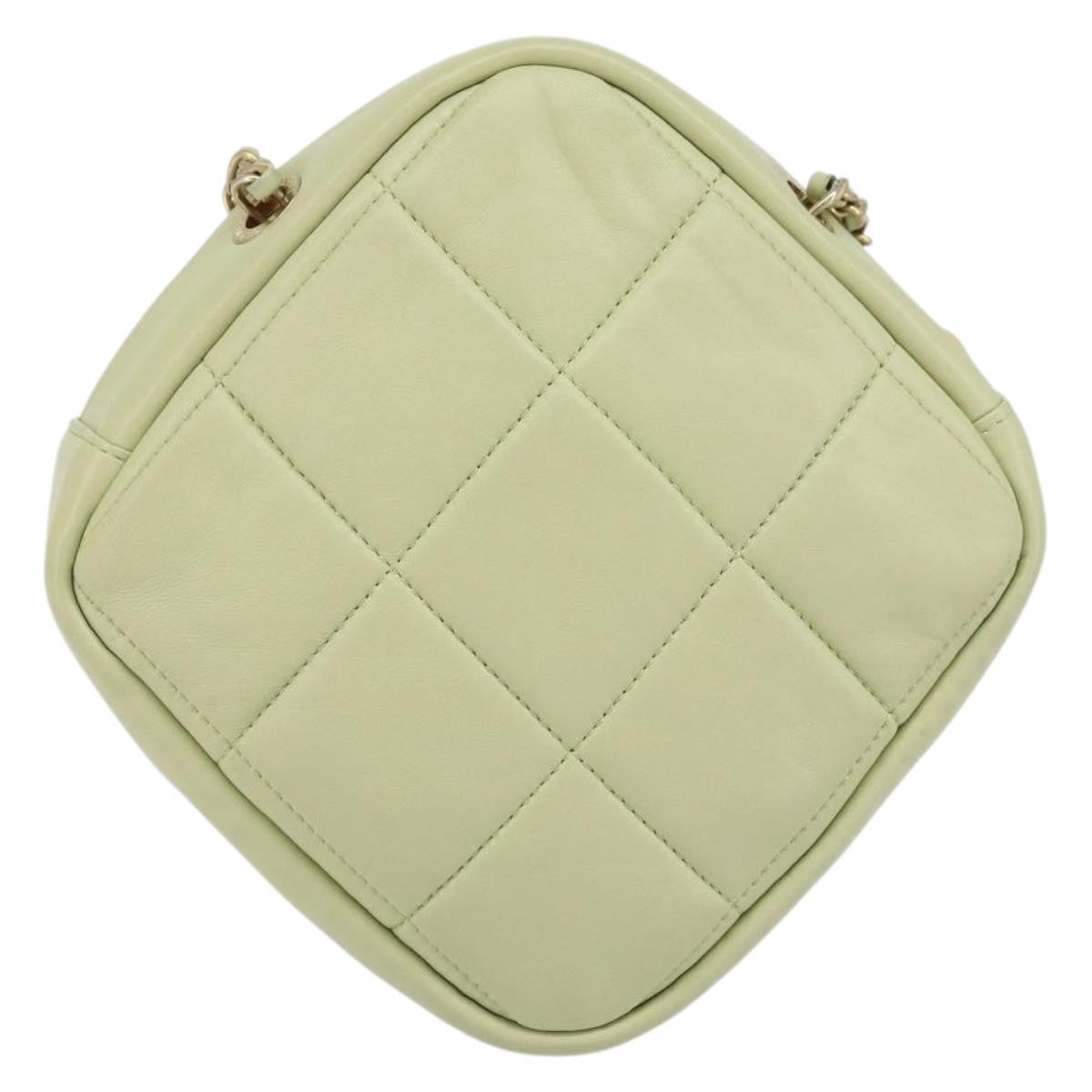 Chanel Diamond Chain Crossbody Bag Quilted Lambskin Green Leather Shoulder Bag Bag (Pre-Loved)