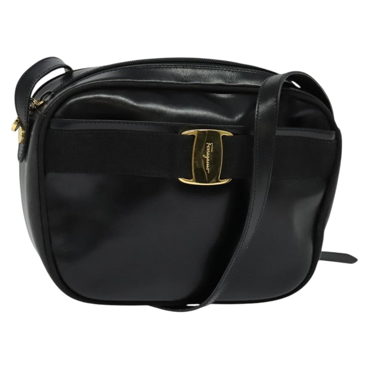 Salvatore Ferragamo Vara Bow Camera Shoulder Bag Leather Black Leather Shoulder Bag Bag (Authentic Pre-Loved)