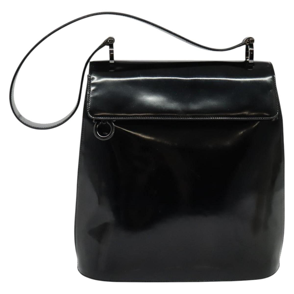 Salvatore Ferragamo Gancini Shoulder Bag Patent Leather Black Patent_Leather Shoulder Bag Bag (Authentic Pre-Loved)