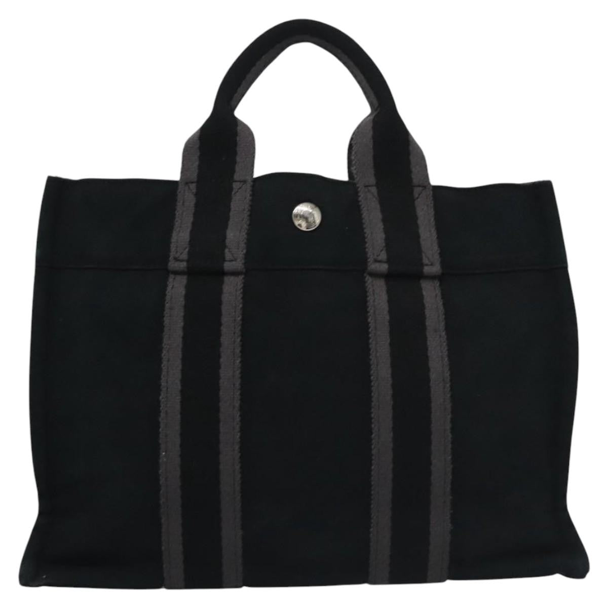 Hermes Fourre Tout Tote Canvas Black Canvas Tote Bag Bag (Authentic Pre-Loved)