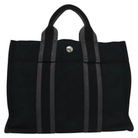 Hermes Fourre Tout Tote Canvas Black Canvas Tote Bag Bag (Authentic Pre-Loved)