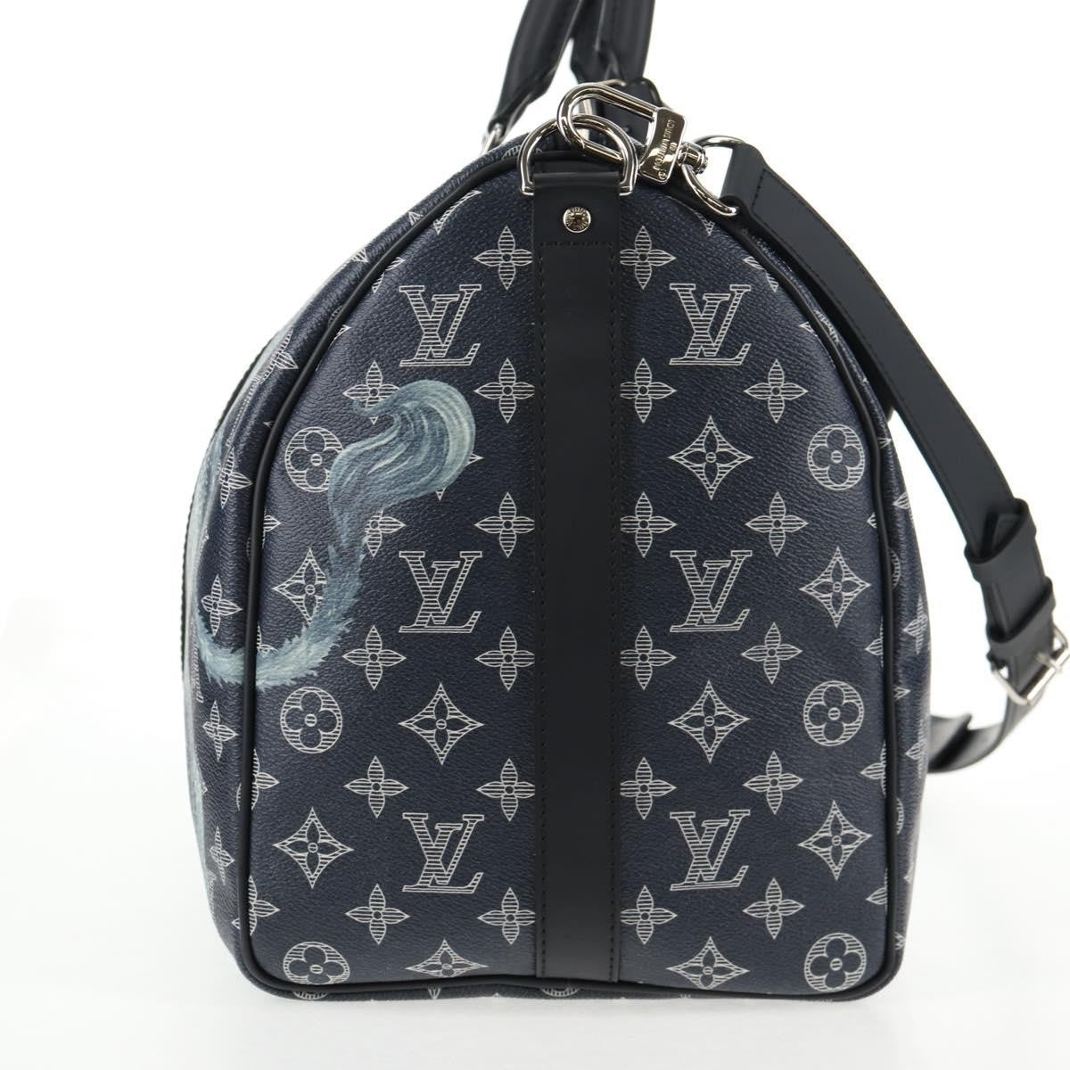Louis Vuitton Keepall Bandouliere Bag Limited Edition Chapman Savane Monogram Canvas Navy Canvas Travel Bag Bag (Pre-Loved)