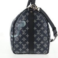 Louis Vuitton Keepall Bandouliere Bag Limited Edition Chapman Savane Monogram Canvas Navy Canvas Travel Bag Bag (Pre-Loved)