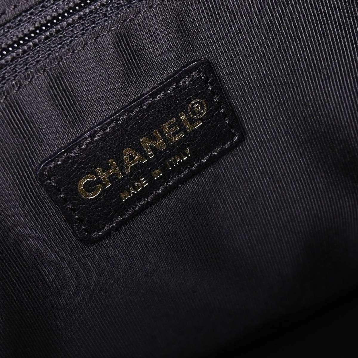 Chanel Chocolate Bar Cc Tote Quilted Leather Black Leather Tote Bag Bag (Authentic Pre-Loved)