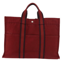 Hermes Fourre Tout Tote Canvas Red Canvas Tote Bag Bag (Pre-Loved)