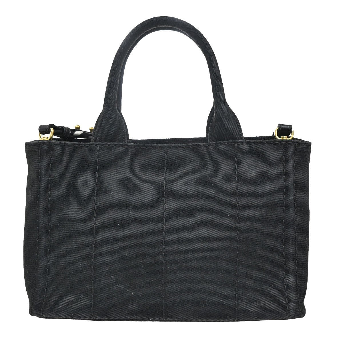 Prada Canapa Convertible Tote Canvas Black Canvas Tote Bag Bag (Authentic Pre-Loved)