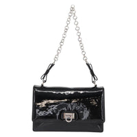 Salvatore Ferragamo Gancini Chain Shoulder Bag Patent Leather Black Patent_Leather Shoulder Bag Bag (Pre-Loved)