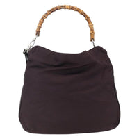 Gucci Vintage Bamboo Handle Bag Nylon Burgundy Nylon Handbag (Pre-Loved)