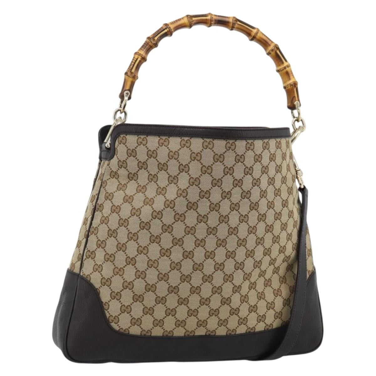 Gucci Bamboo Shopper Tote Gg Canvas Beige Canvas Handbag (Pre-Loved)