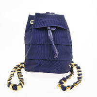 Salvatore Ferragamo Vara Chain Backpack Canvas Purple Canvas Backpack Bag (Authentic Pre-Loved)