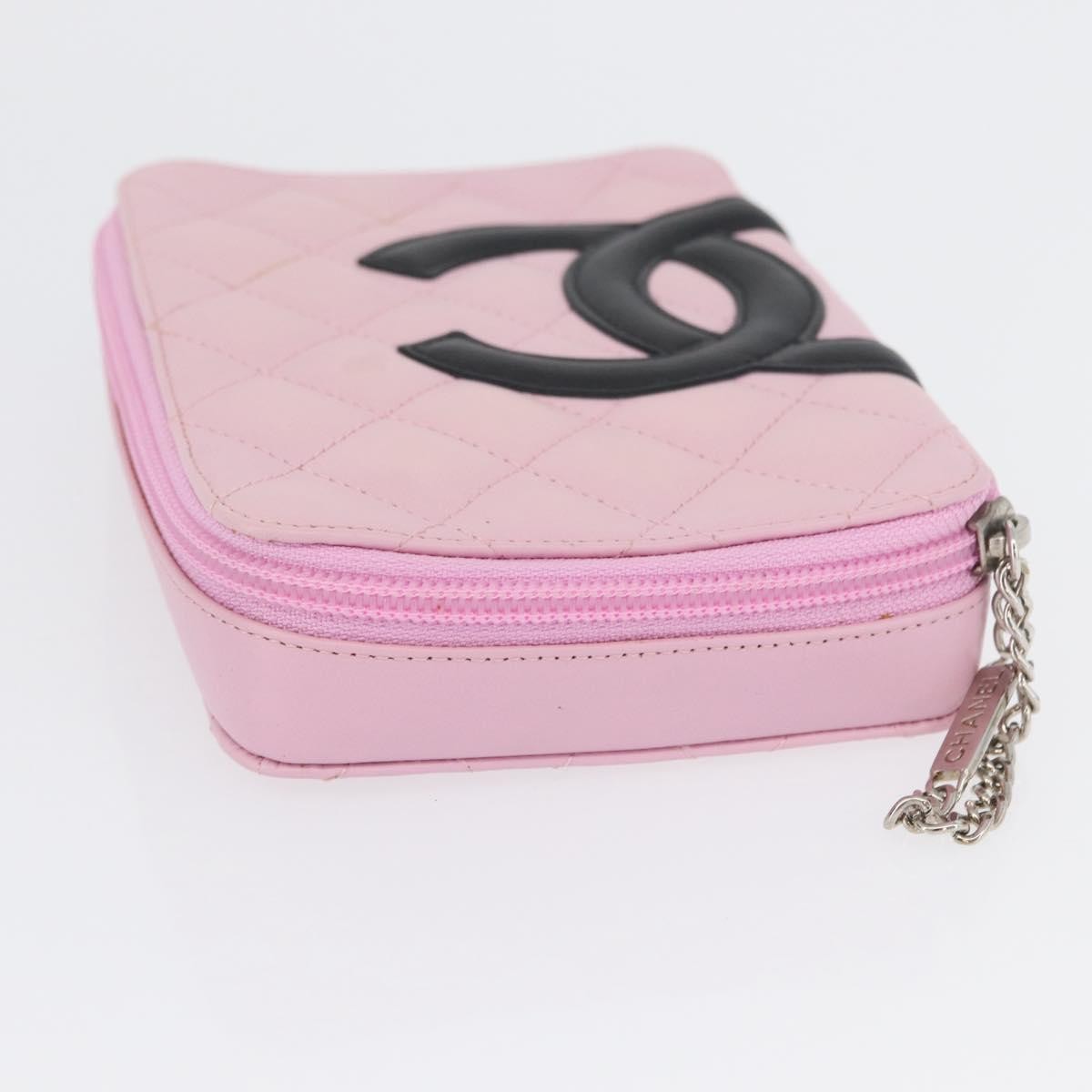 Chanel Chanel Cambon Zip Around Cosmetic Case Quilted Leather Pink Leather Wallets Accessory (Pre-Loved)