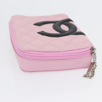 Chanel Chanel Cambon Zip Around Cosmetic Case Quilted Leather Pink Leather Wallets Accessory (Pre-Loved)