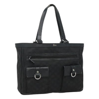 Gucci Abbey Pocket Tote Gg Canvas Black Canvas Tote Bag Bag (Pre-Loved)