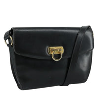 Salvatore Ferragamo Gancini Flap Shoulder Bag Leather Black Leather Shoulder Bag Bag (Authentic Pre-Loved)