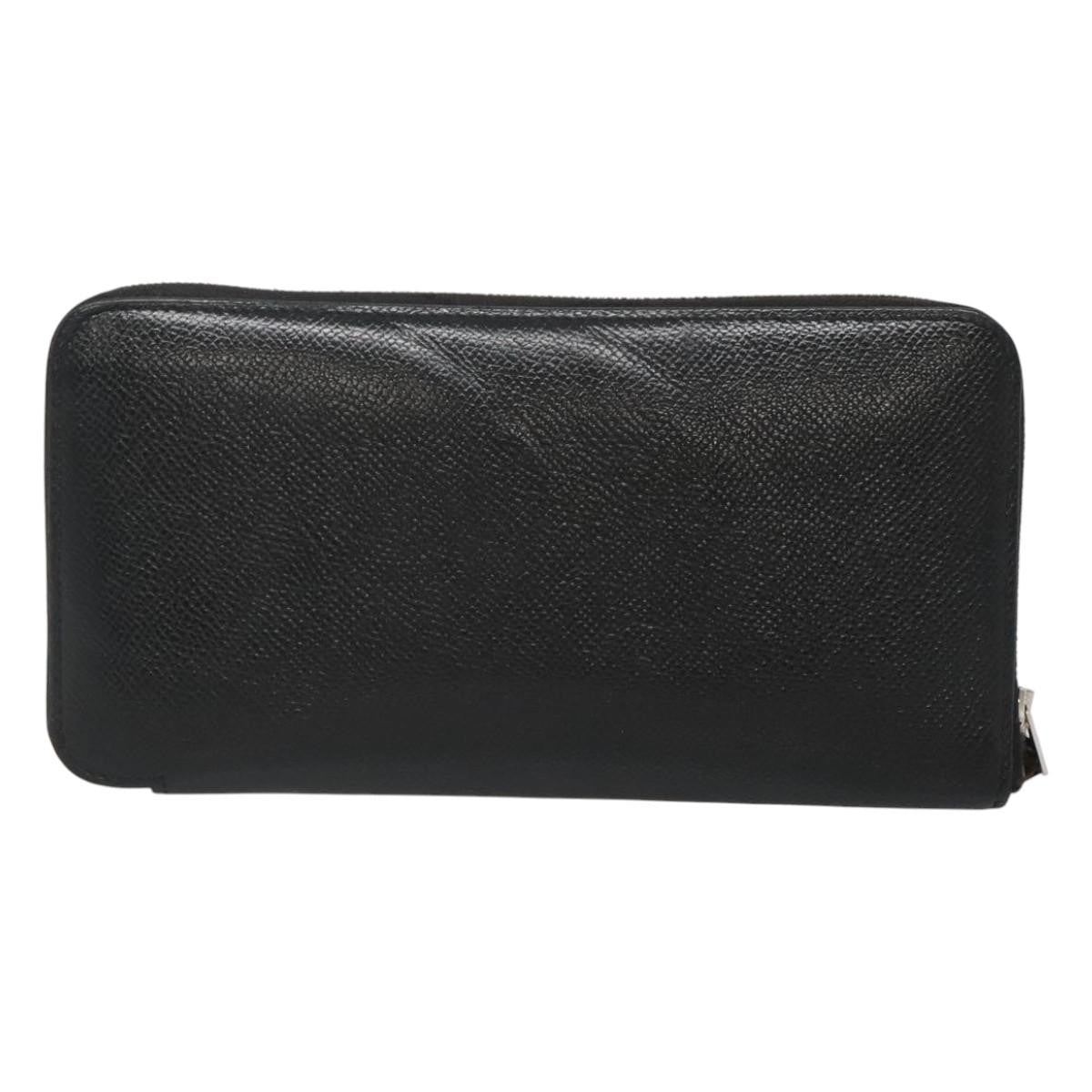 Hermes Azap Zip Around Wallet Silk'in Epsom Black Leather Wallets Accessory (Authentic Pre-Loved)