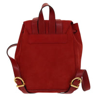 Salvatore Ferragamo Gancini Flap Drawstring Backpack Suede Red Suede Backpack Bag (Authentic Pre-Loved)