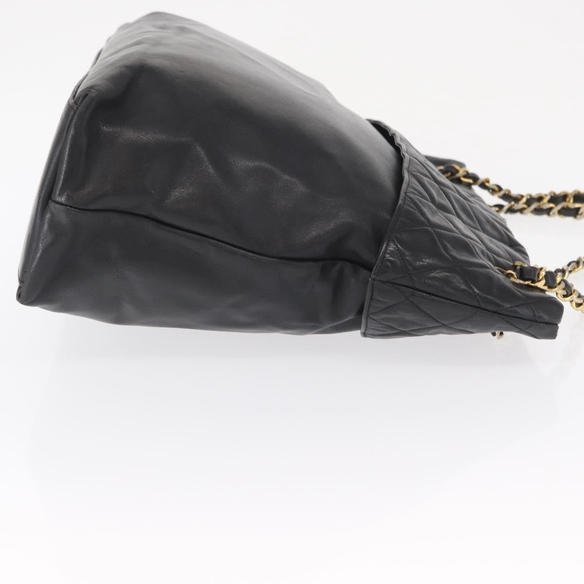 Chanel Chain Tote Leather Black Leather Handbag (Authentic Pre-Loved)
