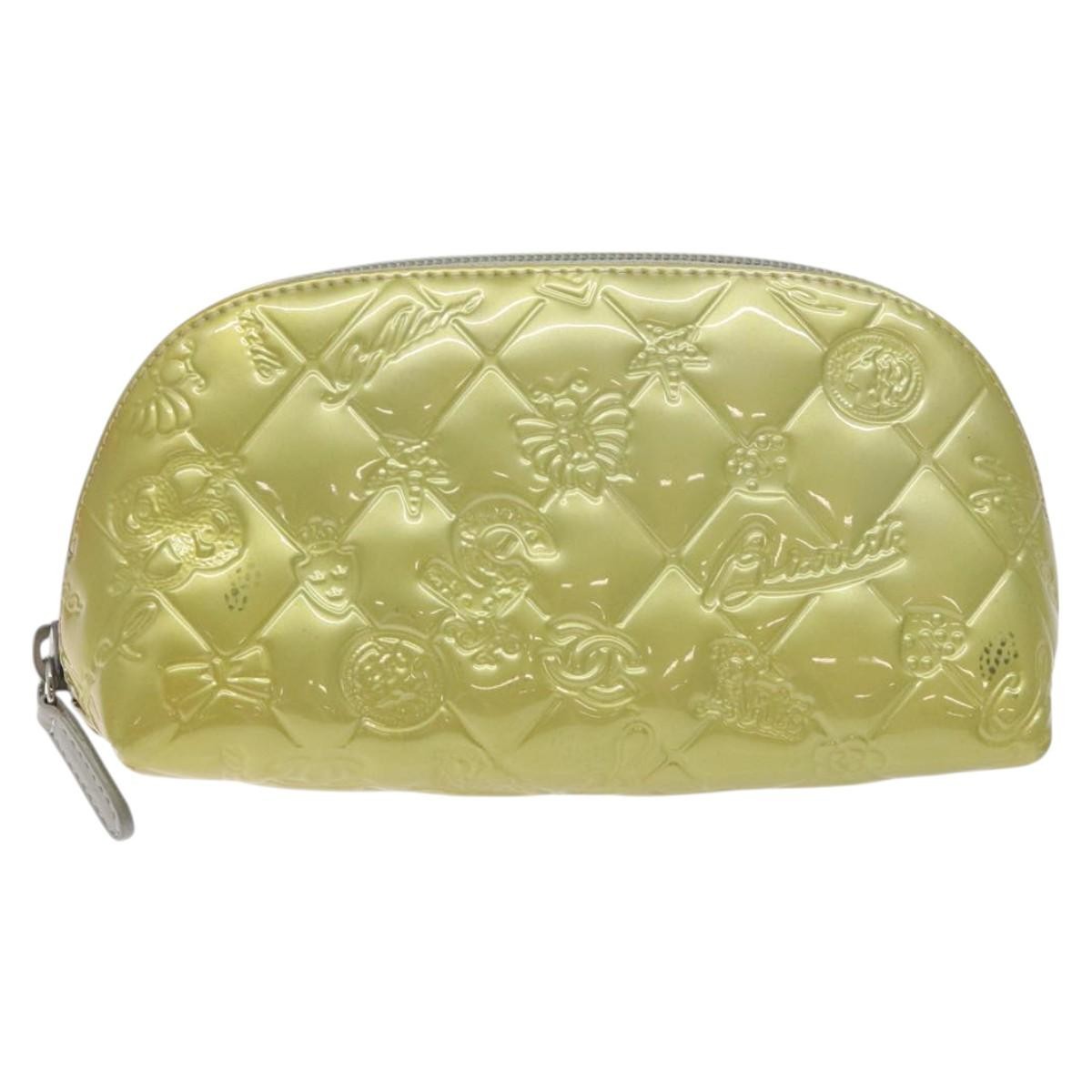 Chanel Vintage Toiletry Pouch Patent Leather Silver Other Clutche & Pouche Bag (Authentic Pre-Loved)