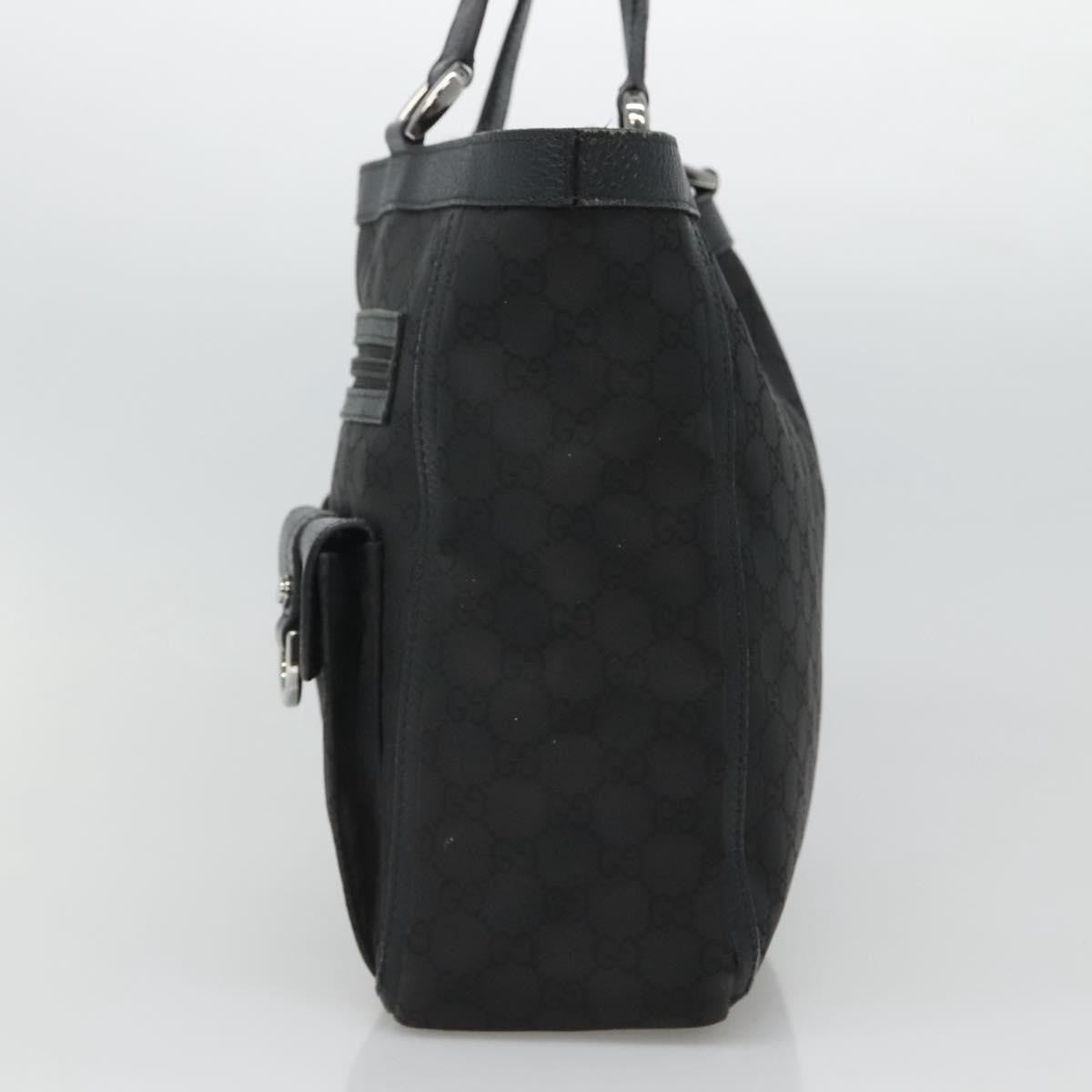 Gucci Abbey Pocket Tote Gg Canvas Black Canvas Tote Bag Bag (Pre-Loved)
