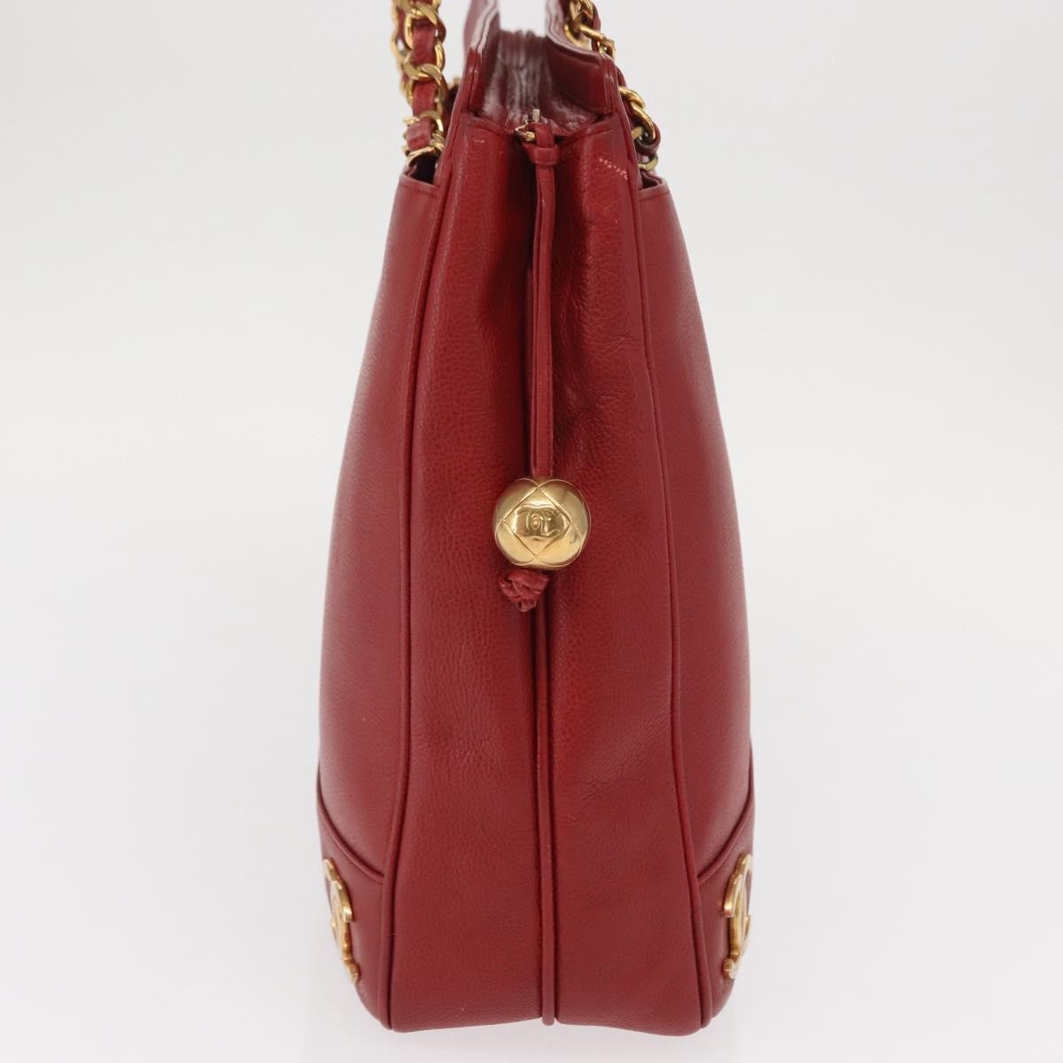 Chanel Vintage Metal Cc Shoulder Bag Caviar Red Leather Shoulder Bag Bag (Pre-Loved)