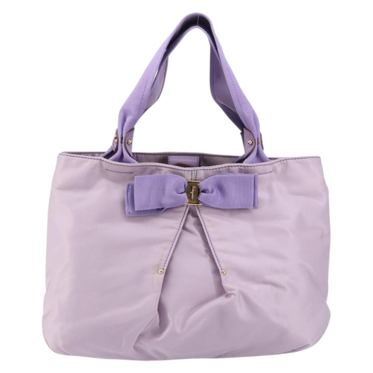 Salvatore Ferragamo Vala Tote Nylon Purple Nylon Tote Bag Bag (Authentic Pre-Loved)